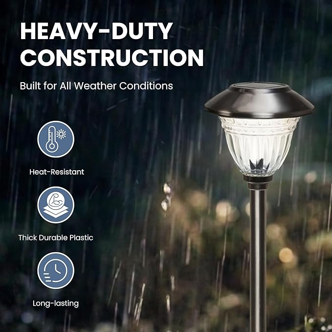 Energizer Solar Outdoor Garden Lights - 10 Pack LED Driveway Solar Lights with 10 Lumen Output, Patterned Glass & Metal Finish, Waterproof & Easy to Install Garden Lights for Outside - Stainless Steel