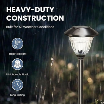 Energizer Solar Outdoor Garden Lights - 10 Pack LED Driveway Solar Lights with 10 Lumen Output, Patterned Glass & Metal Finish, Waterproof & Easy to Install Garden Lights for Outside - Stainless Steel