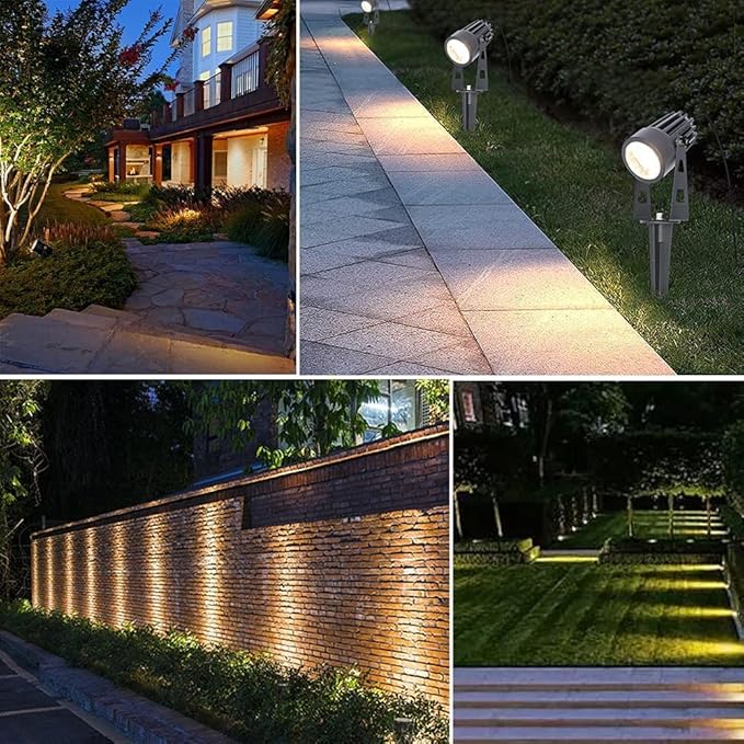 LED Landscape Lights Low Voltage, COB Landscape Lighting 24V 24W Warm White, 2100LM Garden Spotlights Outdoor for Yard, Lawn, Wall, Fence(8 Pack)