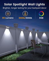 Solar Fence Lights Outdoor Waterproof, 80 Lumens Solar Lights for Fence with Warm White & RGB 8 Colors,Outdoor | Lumora