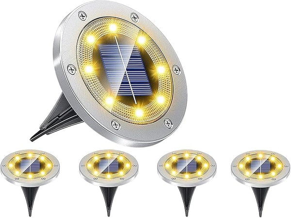 SEIWEI Solar Lights Outdoor, Garden Deck Solar Disk Lights Waterproof - 8 LED Outdoor in-ground Solar Lights for | Lumora