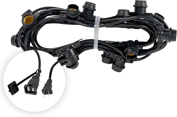 Wintergreen Lighting 30-ft 10 Socket E26 Commercial Patio Light Stringer, Heavy Duty - Outdoor Security Flood Light | Lumora