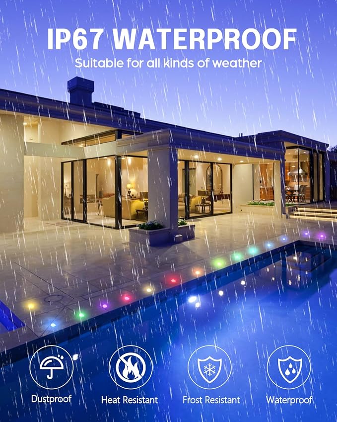 HIBOITEC RGB Deck Lights Kit with Low Voltage Transformer Timer and Photocell Sensor Outdoor IP67 Waterproof for | Lumora