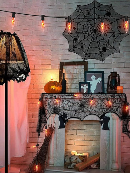 Halloween Flickering String Lights, 10FT C18 Flickering Flame Night Light with 10 Clear Flame Bulbs, Great for Outdoor Indoor Halloween Decoration - Black Wire