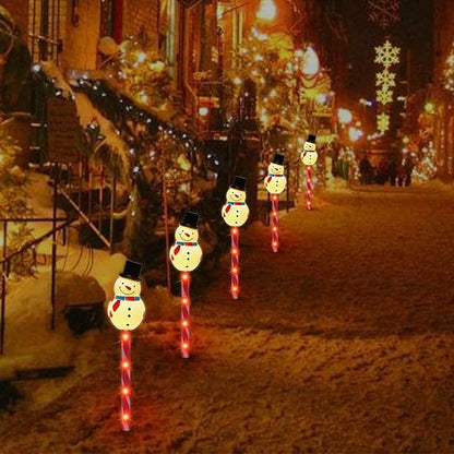 LAMPHOME Christmas Pathway Lights Outdoor, Set of 5 Snowmans Christmas Decorations Outdoor Yard, 15inch Pathway Marker Stake Lights for Patio Ground Path Sidewalk Walkway Driveway