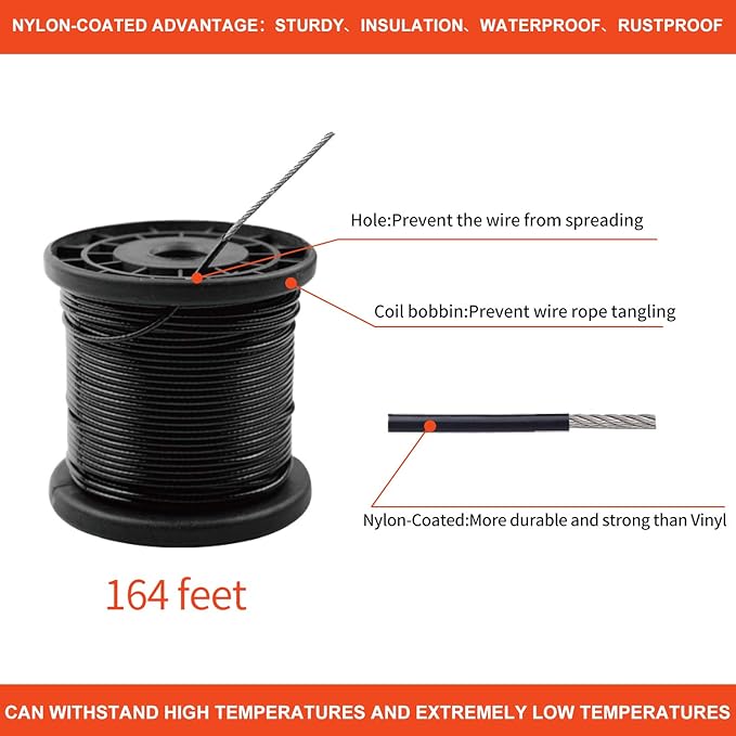String Lights Hanging Kit,Globe String Lights Suspension Kit,Outdoor Light Guide Wire,Includ 164 FT Nylon-Coated | Lumora