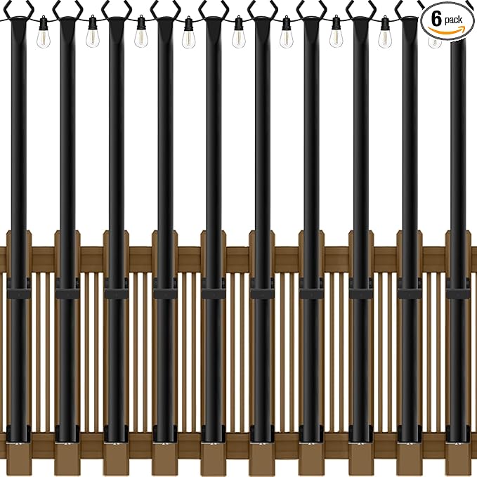 10 Pack 5Ft String Light Poles,Light Poles for Outside String Lights,Outdoor Light Poles with Fork,Metal Pole Stand | Lumora