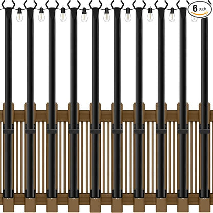 10 Pack 5Ft String Light Poles,Light Poles for Outside String Lights,Outdoor Light Poles with Fork,Metal Pole Stand for Patio,Backyard,Deck