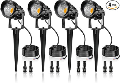 12W Low Voltage LED Landscape Lights - 12V Super Warm White Spotlight Landscape Lighting, IP65 Waterproof Christmas Decorative Lights Outdoor Indoor for Tree Garden Yard Pathway, 4 Pack with Connector