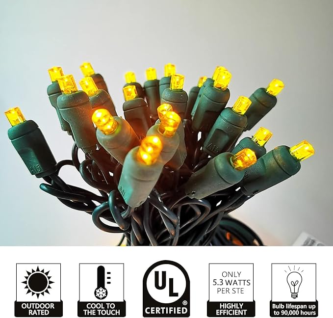 Christmas Lights LED Commercial Mini LED String Lights, 120V UL, Green Wire Xmas Lights for Indoor & Outdoor Use | Lumora