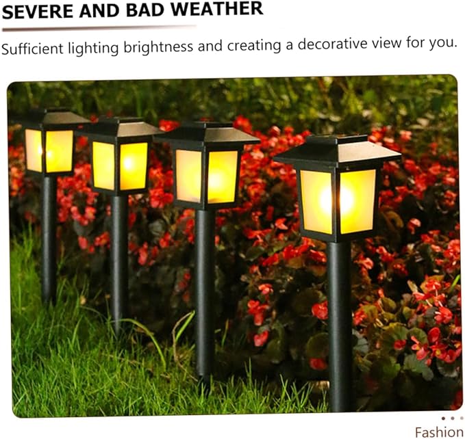 jojofuny 4pcs Solar Lawn Lights Outdoor Led Garden Decor for Pathway Black Solar Lamps Easy Installation for Home Use