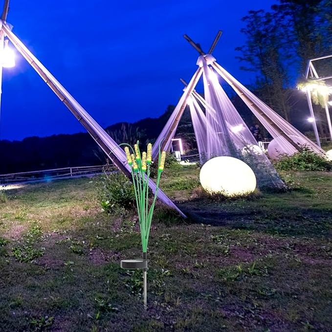COHEALI Solar Powered Outdoor Garden Path Lights 6-Head Lawn Stake Lamps Waterproof Solar Landscape Lighting for Yard Patio Decor