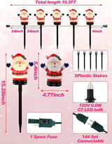5 Pack Christmas Decorations Outdoor Santa Claus Pathway Lights, Connectable Garden Stakes with C7 Bulbs, UL | Lumora