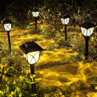 Outdoor Solar Path Lights 4 Pack Solar Garden Lights Yard Landscape Lighting IP65 Waterproof LED Garden Path Lights for Lawn Garden Terrace Walkway Cemetery