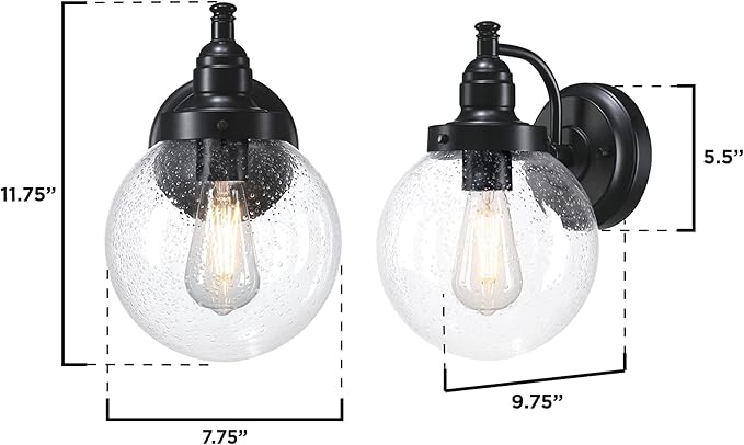Westinghouse 6121300 Eddystone Traditional One Light Outdoor Wall Fixture, Matte Black Finish, Clear Seeded Glass