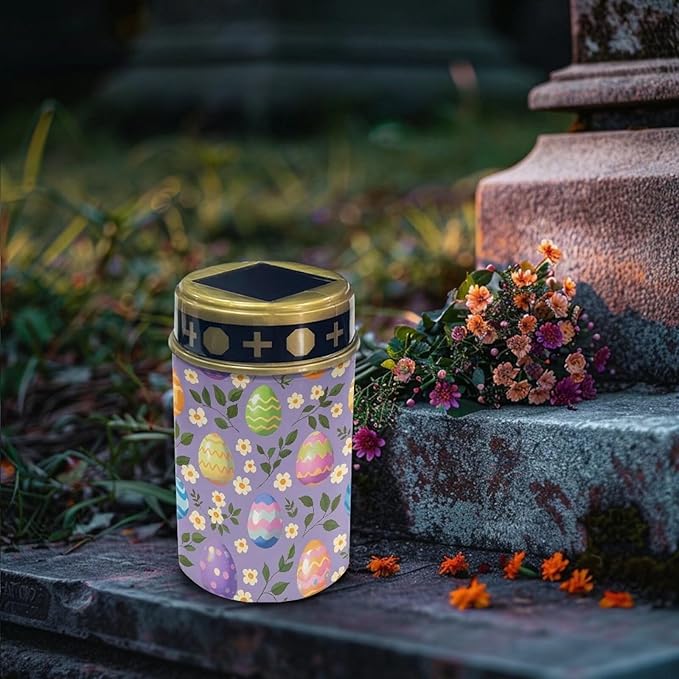 Eggs Flower Solar Garden Lights Solar Cemetery Solar Lights Outdoor Solar Garden Stake Lights for Cemetery Grave Yard Patio Decoration Memorial Gifts