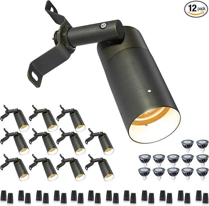 Gardenreet Landscape Downlight, Outdoor Low Voltage LED Tree Mounted Lights for Wall Patio Yard with 4000K MR16 Bulb(12 Pack)