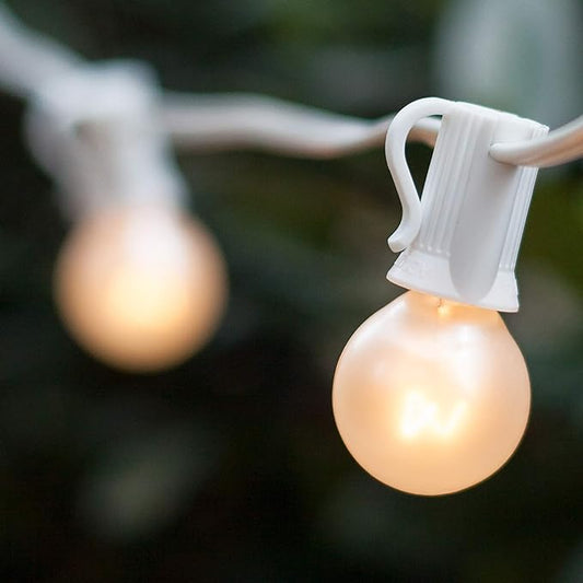 C7/E12 Light Stringer, E12 Sockets, 12” Socket Spacing, Outdoor String Light Patio Stringer Christmas Lights Stringer, Fits C7 Size Incandescent or LED Bulbs (15 ft / 15 Sockets, White Wire)