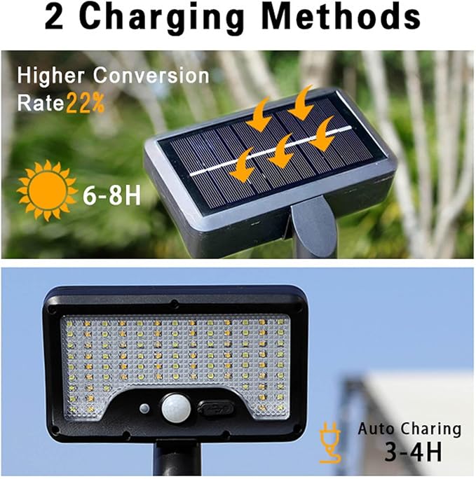 Outdoor Solar Clamp Lights 2 Pack with 3 Modes Rechargeable Design for Camping Garden Pathway Outdoor Solar Lights