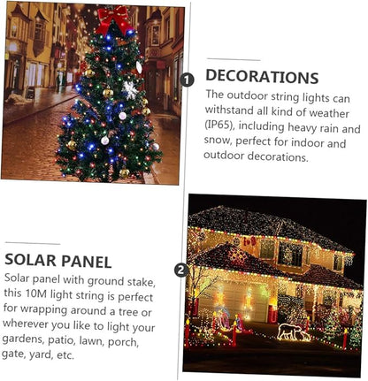 2 Sets Solar Powered Outdoor String Lights LED Multi-Color LED Lights for Garden Patio Tree Decoration Party Decor