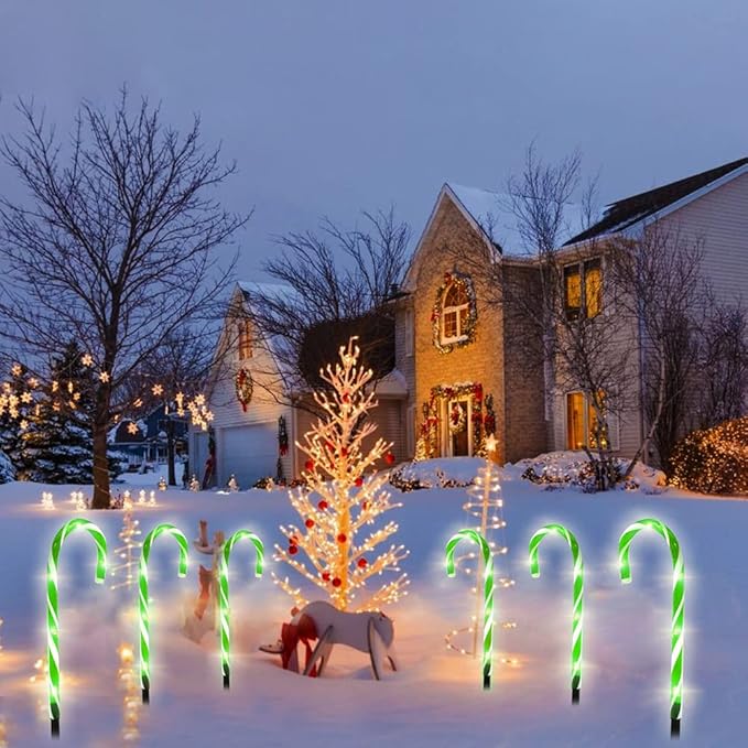 Candy Cane Lights, Christmas Candy Cane Lights, Solar Pathway Lights Outdoor Candy Cane Christmas Decor for Walkway, Driveway, Sidewalk, Garden