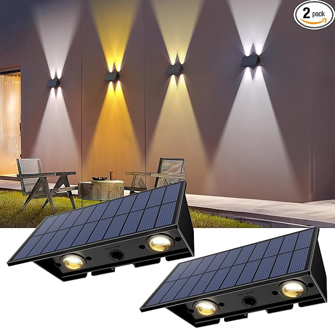 Solar Fence Lights, 2PACK Solar Wall Lights Outdoor Up and Down Waterproof IP54 Solar Light Outdoors for Yard | Lumora