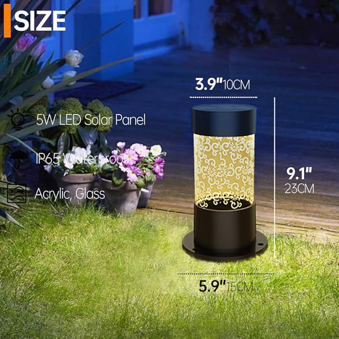 Modern Solar Pathway Light Solar Powered Mini Garden Lights Outdoor IP65 Waterproof Lawn Lamp LED Landscape Bollard Lighting Fixture for Courtyard Pathway Walkway Front/Back Door Decor