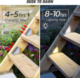 NIORSUN Solar Step Lights 12 Pack - Outdoor Stair Lights with 3000K Warm White & 6000K Cool Daylight, IP67 | Lumora