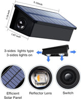 12 Pack 3-Side Solar Fence Lights Outdoor Waterproof with Cool White LED Spot Lens, for Wall, Deck, Patio, Yard | Lumora