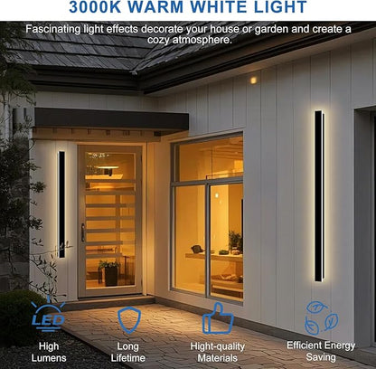 Modern Outdoor Wall Light, 59 Inch Long Outdoor Wall Sconces with Junction Box Cover 3000K LED Outside Wall Lights IP65 Waterproof Wall Mount Exterior Light Fixture for House Garage