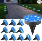 Ground Lights 12 Pack, IP68 Waterproof Solar Disc Lights for Outdoor, Flat Garden Light, In-Ground Light, Landscape | Lumora