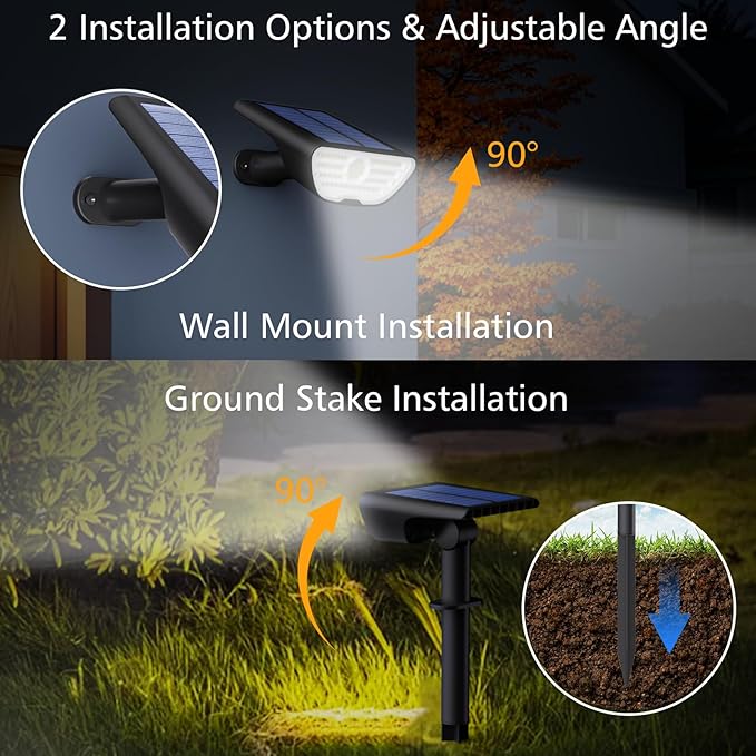Solar Lights Outdoor Waterproof IP65, Landscape Spotlights with 73 LED, 3 Modes Auto On/Off Solar Spot Lights | Lumora