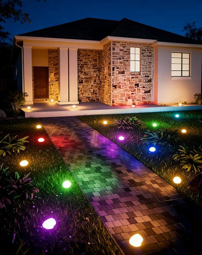 Solar Glass Garden Pebbles, 2026 New Solar Rock Lights Outdoor, Waterproof Glow Cobblestone Lamp for Garden Paths, Stairs, Lawns, Patios, Yard Party Decorations (Colorful, 4pcs)