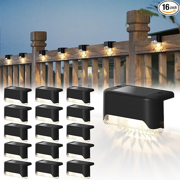 pearlstar 16 Pack Solar Step Lights,Solar Deck Railing Lights Outdoor Waterproof Led Fence Lamp for | Lumora