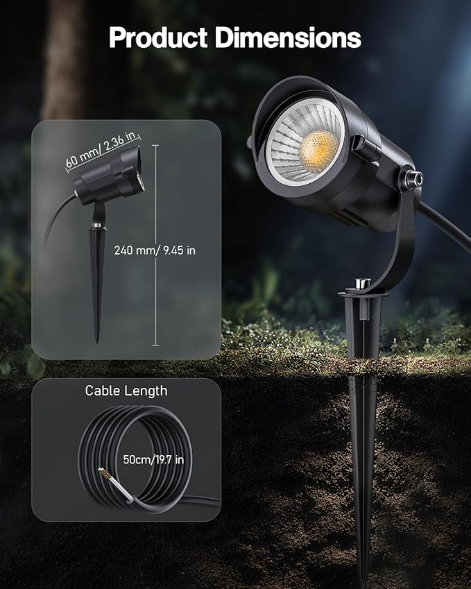 HIBOITEC Low Voltage Landscape Lighting with Connectors 12W Spotlights Landscape Lights Kit 12-24V AC/DC IP65 | Lumora