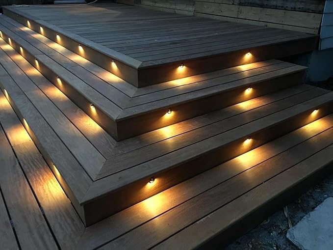 FVTLED Pack of 10 Low Voltage LED Deck Light Kit Φ1.38 Waterproof Outdoor Step Stairs Garden Yard Patio Landscape Decor Lights Warm White Lamp