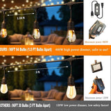 100FT LED Outdoor String Lights with 60+4 Waterproof Bulbs(1.5FT Bulbs Spacing), Remote & Dimmer, Commercial Grade | Lumora