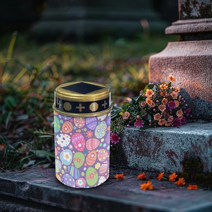 Colorful Eggs Solar Garden Lights Solar Decorative Lights, Waterproof Solar Outdoor Lights,Solar Stake Lights for Cemetery Grave Garden Patio Yard Lawn Decoration
