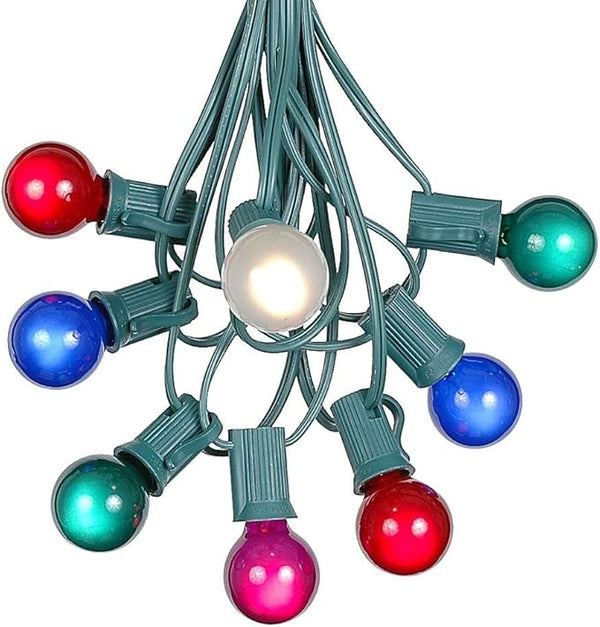 100 Foot G30 Outdoor Patio String Lights with 125 Multi Globe Bulbs Indoor/Outdoor Cafe Hanging Lights C7/E12 Base | Lumora