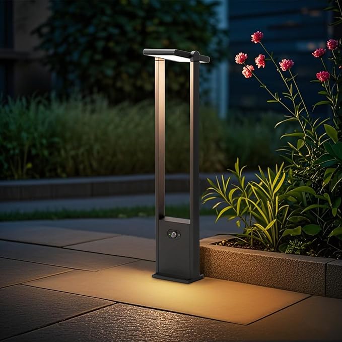 Solar Pathway Lights Outdoor, Dusk to Dawn, Motion Sensor, 2.8W, IP65 Waterproof, Rustproof Aluminum, Energy-Saving Rechargeable Batteries, Landscape Lighting for Yard Garden Driveway