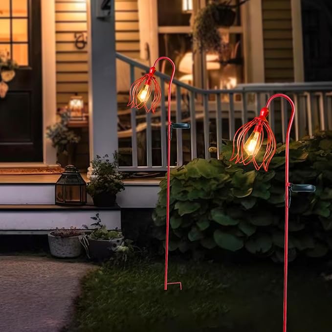 Bshine Solar Lights Outdoor Garden Decoration, Flower Metal Stake Waterproof Hanging LED Solar Lamp for Outdoor Patio, Yard Decoration Lawn Art, Walking Lights, 2PCS Pink