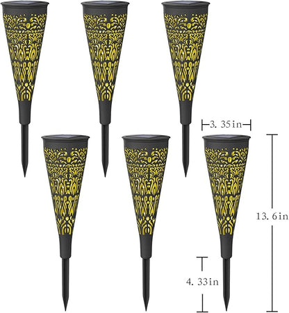 6 Pack Solar Lights Outdoor Garden Decorative Solar Pathway Lights Waterproof Plastic Outside Solar Path Landscape Lights Gardening Gifts for Women Mom Father Backyard Walkway Yard Decor