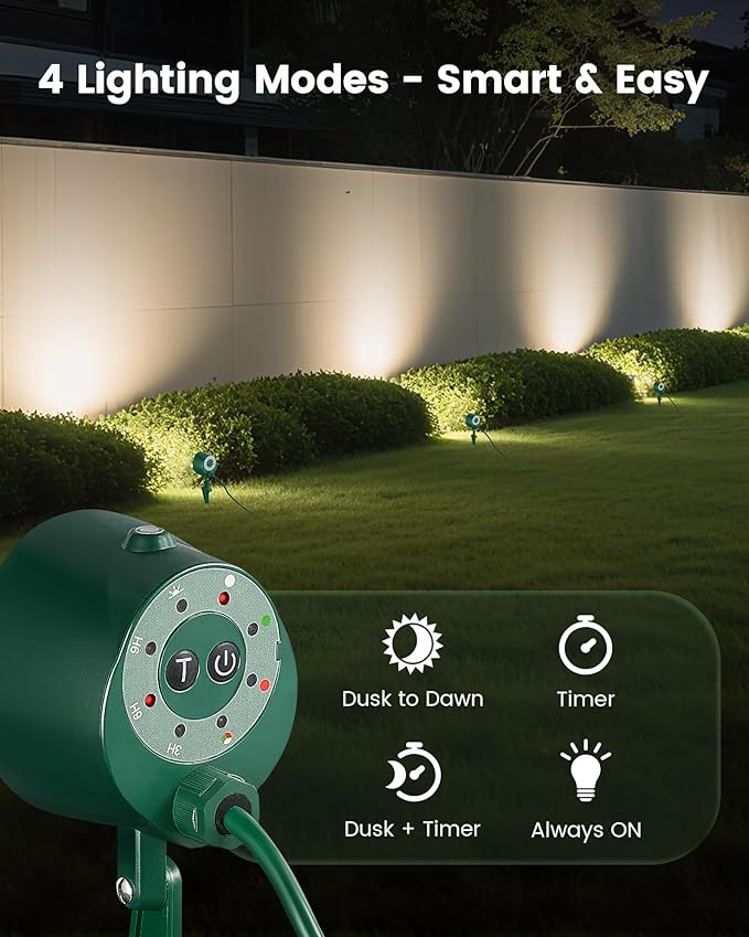 SURAIELEC Dusk to Dawn Christmas Spotlight Outdoor, Red & Green Decorative LED Landscape Spotlights with Timer | Lumora