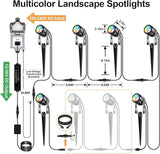 Outdoor Landscape Lighting, 6 Pack RGB Outdoor Spot Lights with Transformers and Remote, 12V Low Voltage Color | Lumora