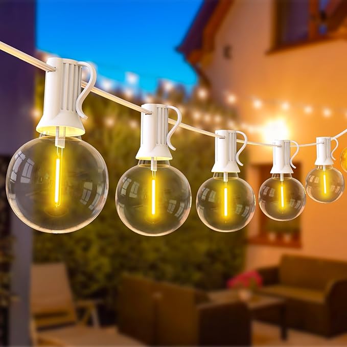 100ft 2-Pack Outdoor String Lights,Dimmable G40 LED String Lights with 52 Shatterproof Clear Bulbs UL Approval | Lumora