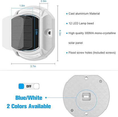 VOLISUN Solar Driveway Lights Dock Deck Lights 16 Pack,2 Colors in 1, LED Solar Powered Waterproof Outdoor Warning Step Light for Driveway Sidewalk Pathway (White/Blue),Auto On/Off