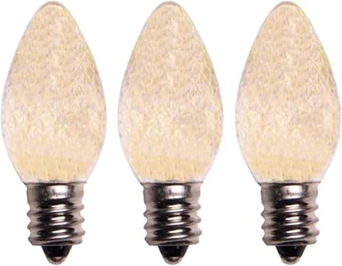 Anyray (3-LED C7 Bulbs E12 Christmas String Lights Outdoor & Indoor Halloween 0.5 Watt 110V Candelabra Base 120V (Warm White 2700K)