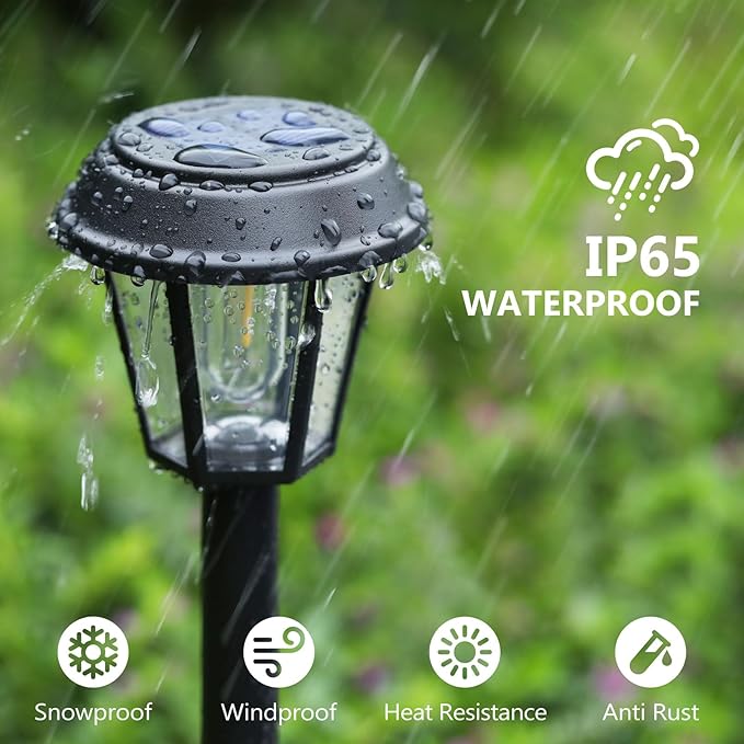 Solar Pathway Lights Outdoor 12 Pack Solar Lights Outdoor Waterproof 3000K Warm White Tungsten Filament Bulb for | Lumora