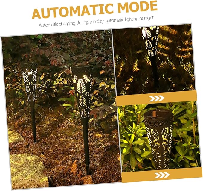 Milisten 4 Pieces Warm Light Solar Pathway Lights Outdoor LED Garden Lawn Waterproof Decorative Solar Powered for Patio and Yard