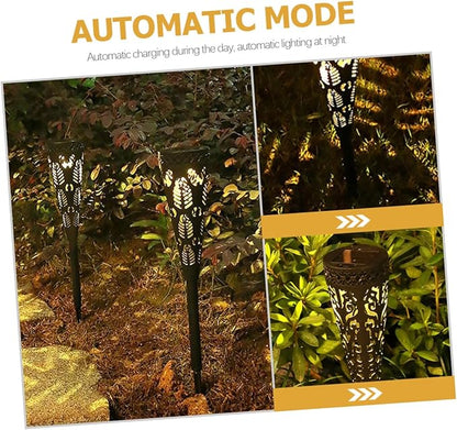 ibasenice 4pcs Solar Pathway Lights Outdoor LED Garden Path Lights Waterproof Solar Powered Lawn Lighting for Patio Yard Decor Warm White